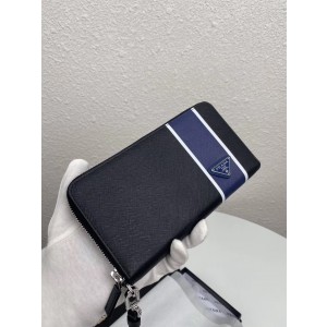Prada 2020 Saffiano Mens Zip Round Wallet, 2ML028 - 프라다 2020 사피아노 남성용 지퍼 라운드 장지갑,PRAW0172,20CM.블랙블루,네이비그린